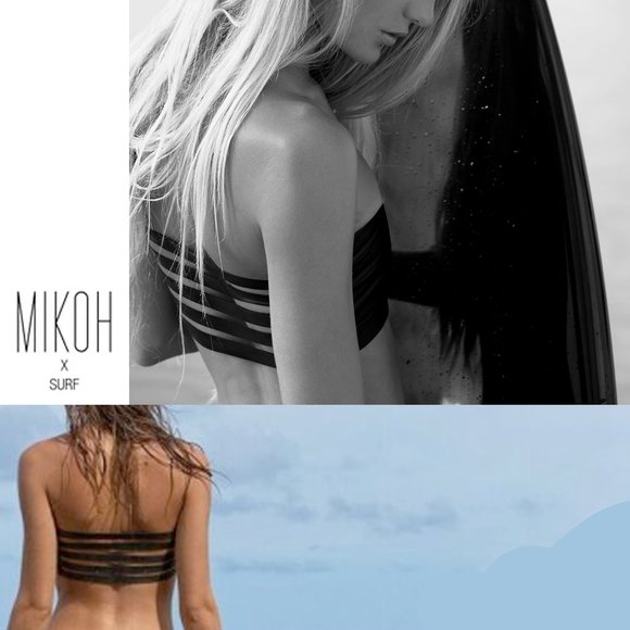 OBO.  Mikoh x Surf. Ricon Neoprene Bikini Top. Black. Size M - Picture 3 of 7